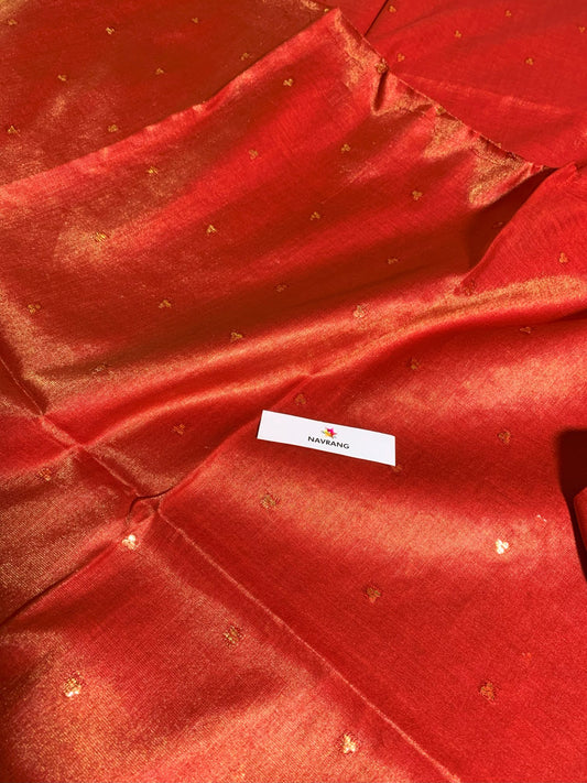 Woven Sequin Orange Tissue Saree