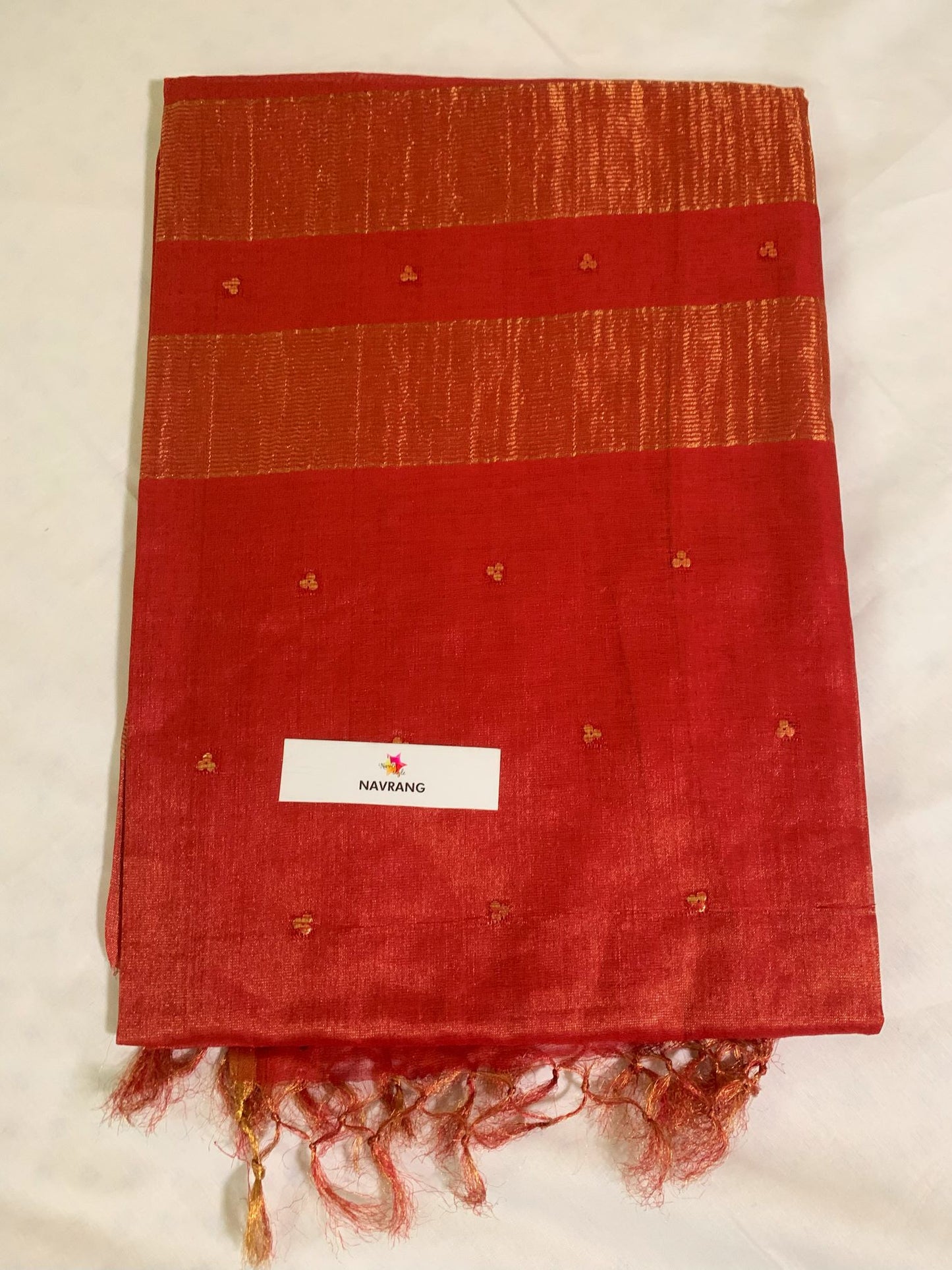 Woven Sequin Orange Tissue Saree