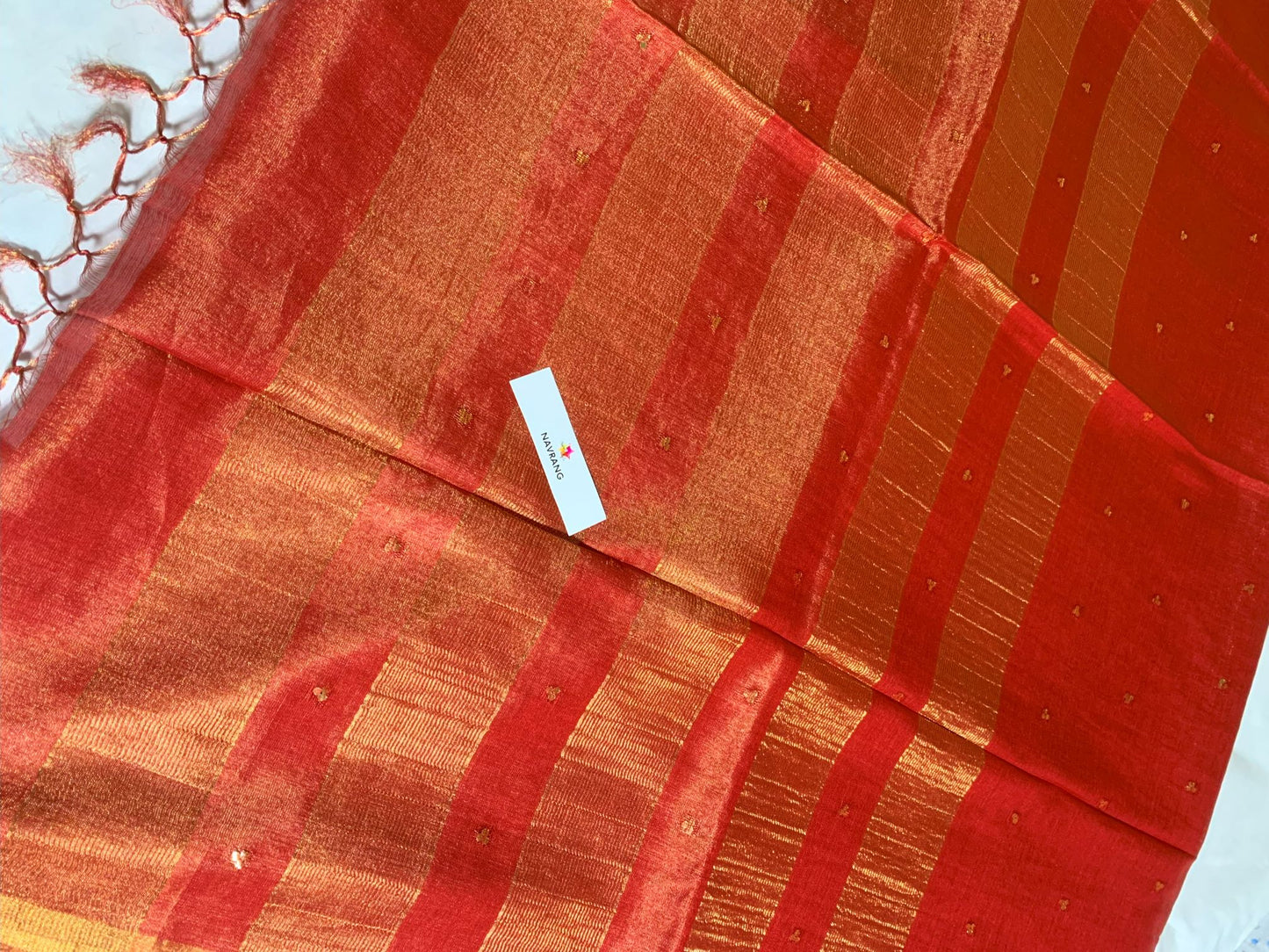 Woven Sequin Orange Tissue Saree