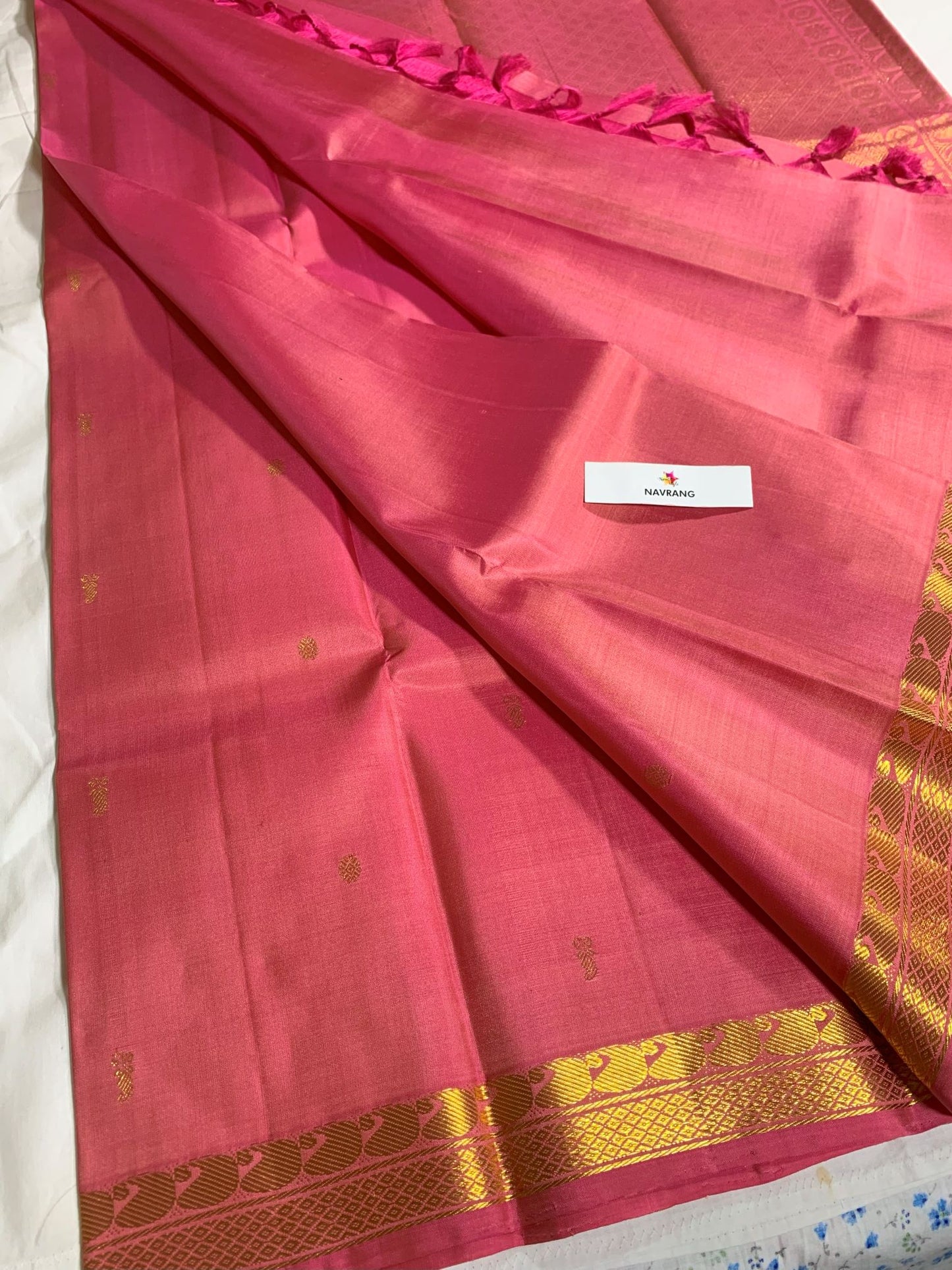 Dual Shade PInk Pure Kanjivaram silk saree