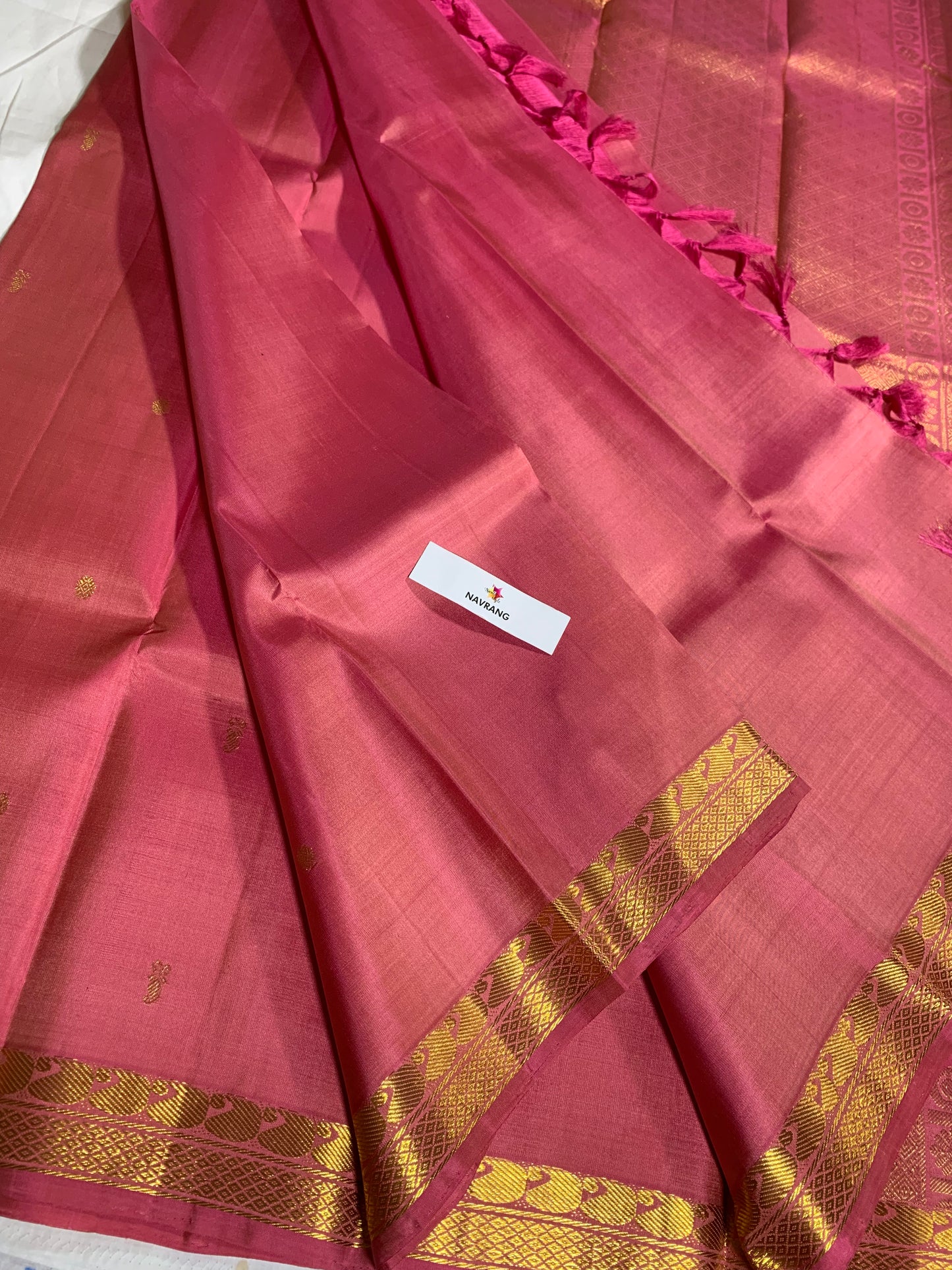 Dual Shade PInk Pure Kanjivaram silk saree