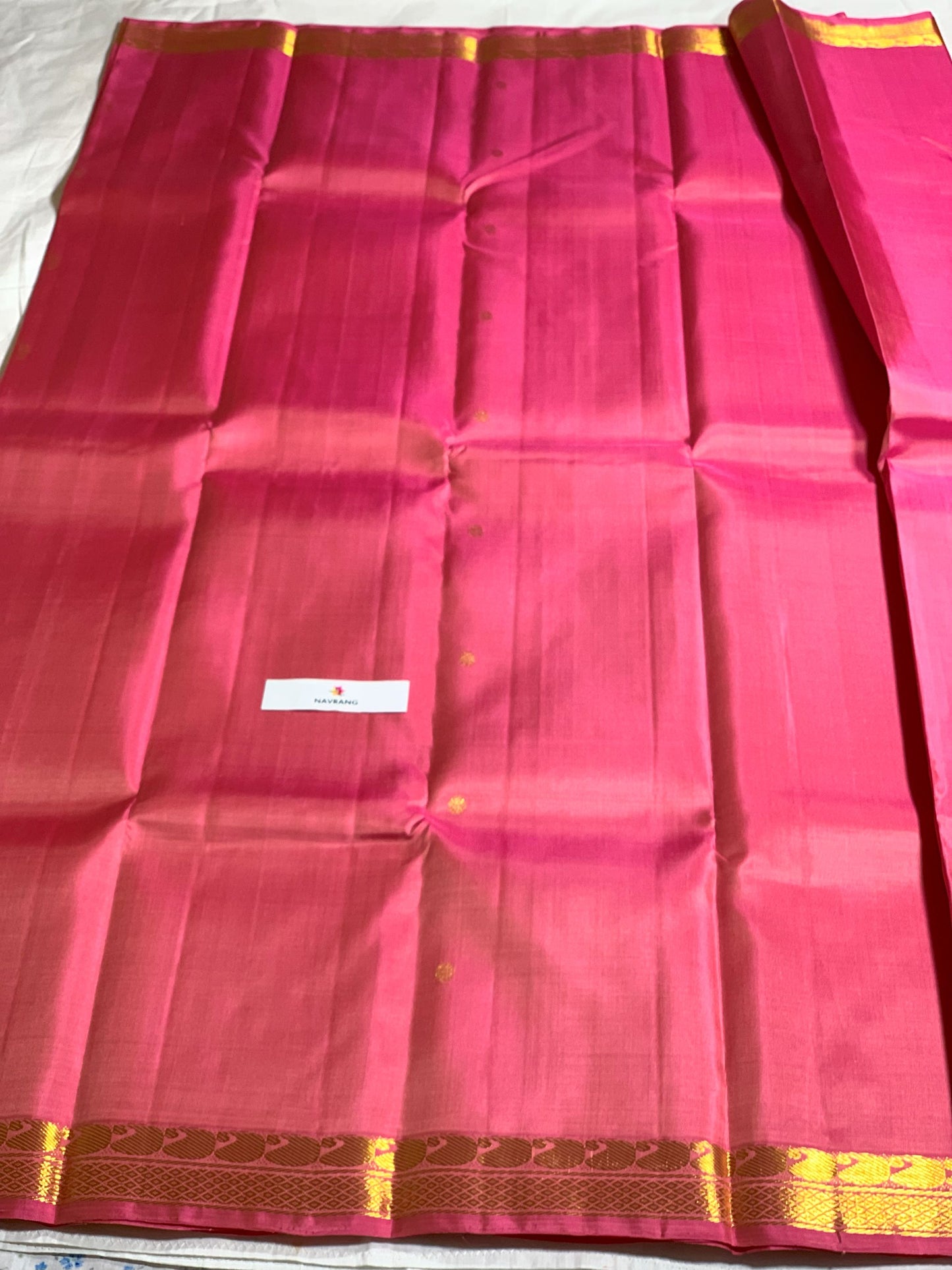 Dual Shade PInk Pure Kanjivaram silk saree