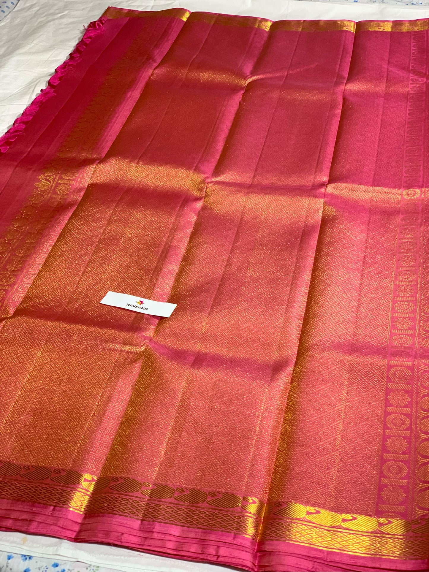 Dual Shade PInk Pure Kanjivaram silk saree