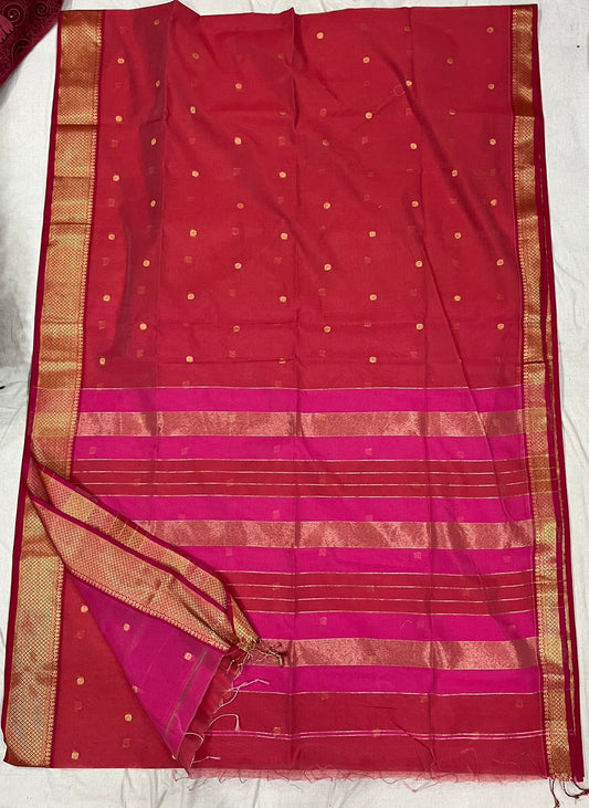 Red and Pink Semi Maheshwari