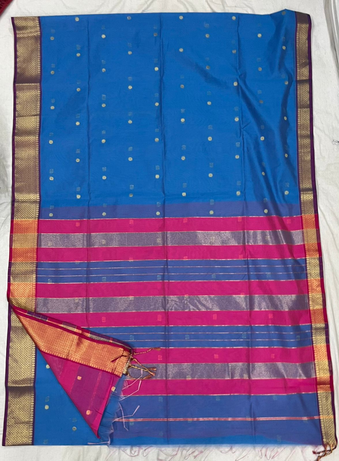 Blue Semi Maheshwari saree