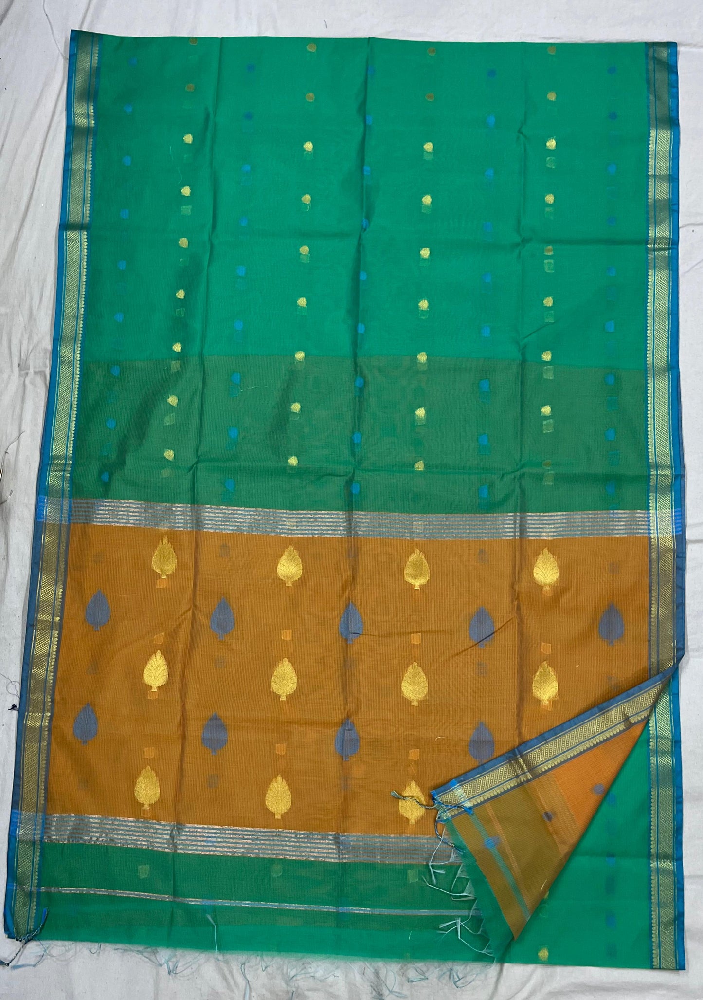 Green Semi maheshwari with all over Boota
