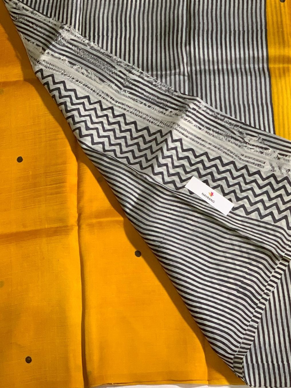 Yellow Murshidabadi silk saree  with Black stripes