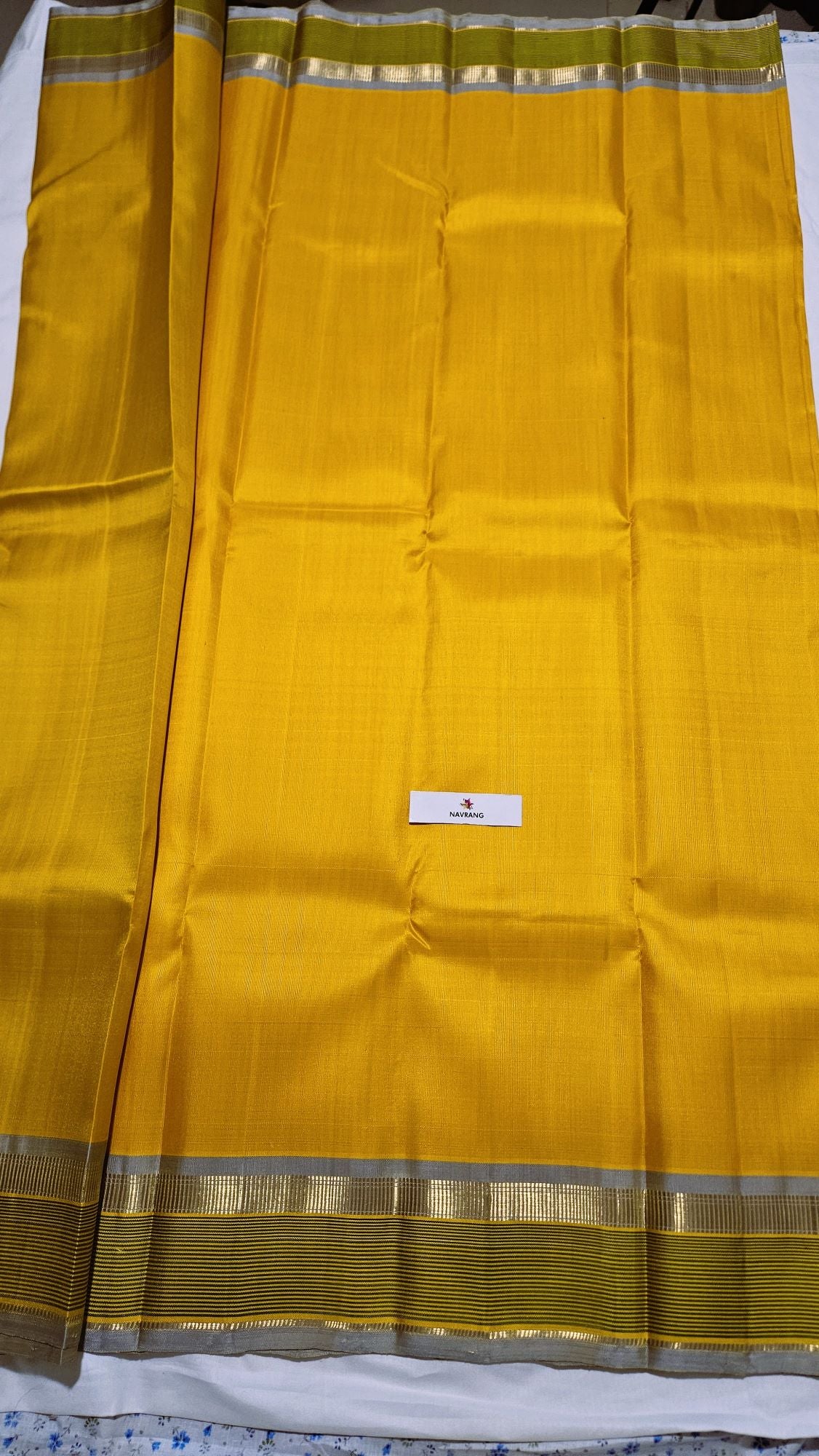 Mustard Yellow dual shade Kanjivaram Saree